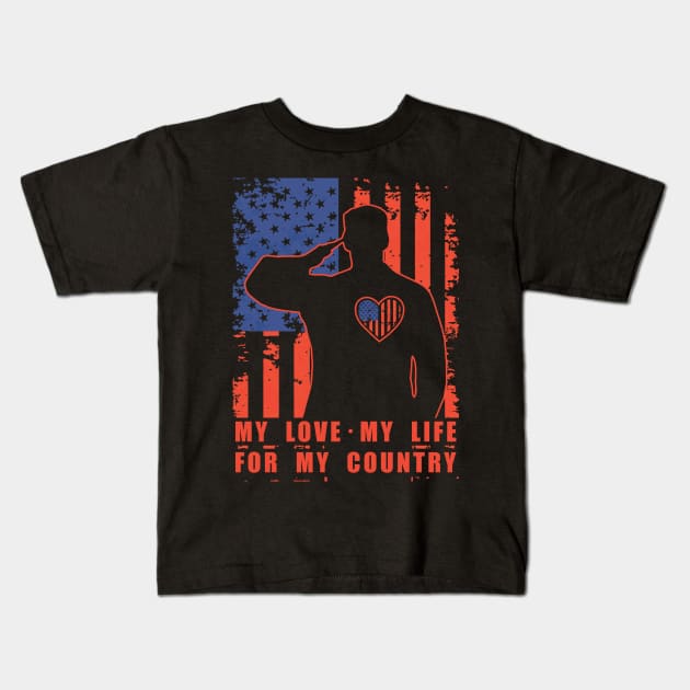 My Love and My Life for My Country Kids T-Shirt by dihart